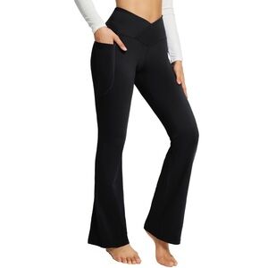 BALEAF V Front Flare Leggings Yoga Pants Crossover High Waist  Size M